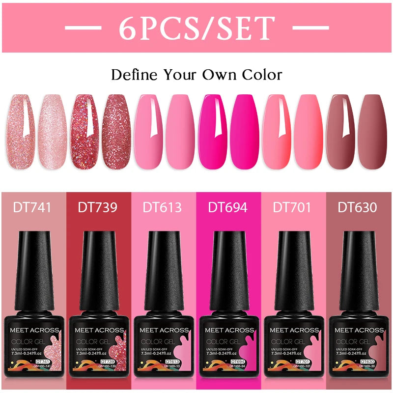 6-Piece Glitter Gel Nail Polish Set (7.3ml)